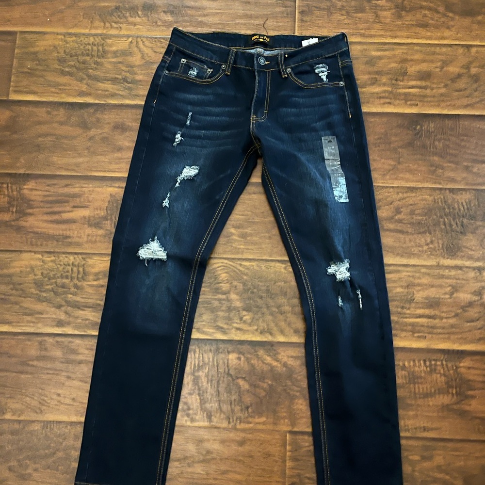 Men's Ring  Of Fire Distressed Blue Jeans 31X30